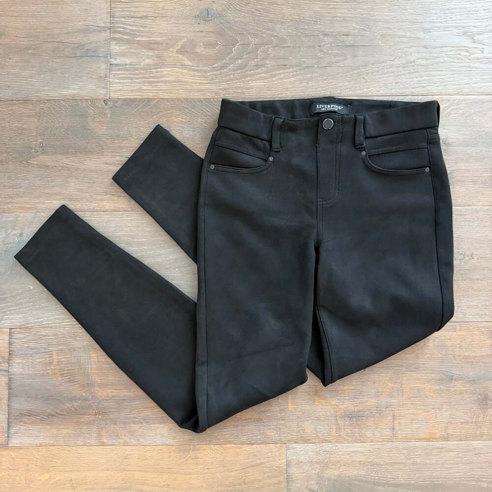 Liverpool Los Angeles Faux Suede Black Skinny Leggings Pants Sz 2/26